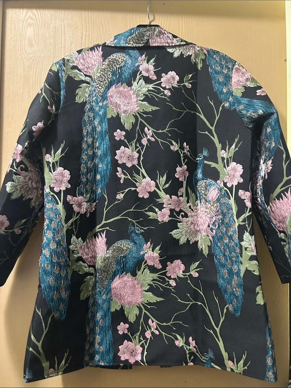 Grace Chaus New York Peacock Floral Tapestry Jacket Blazer Coat MED